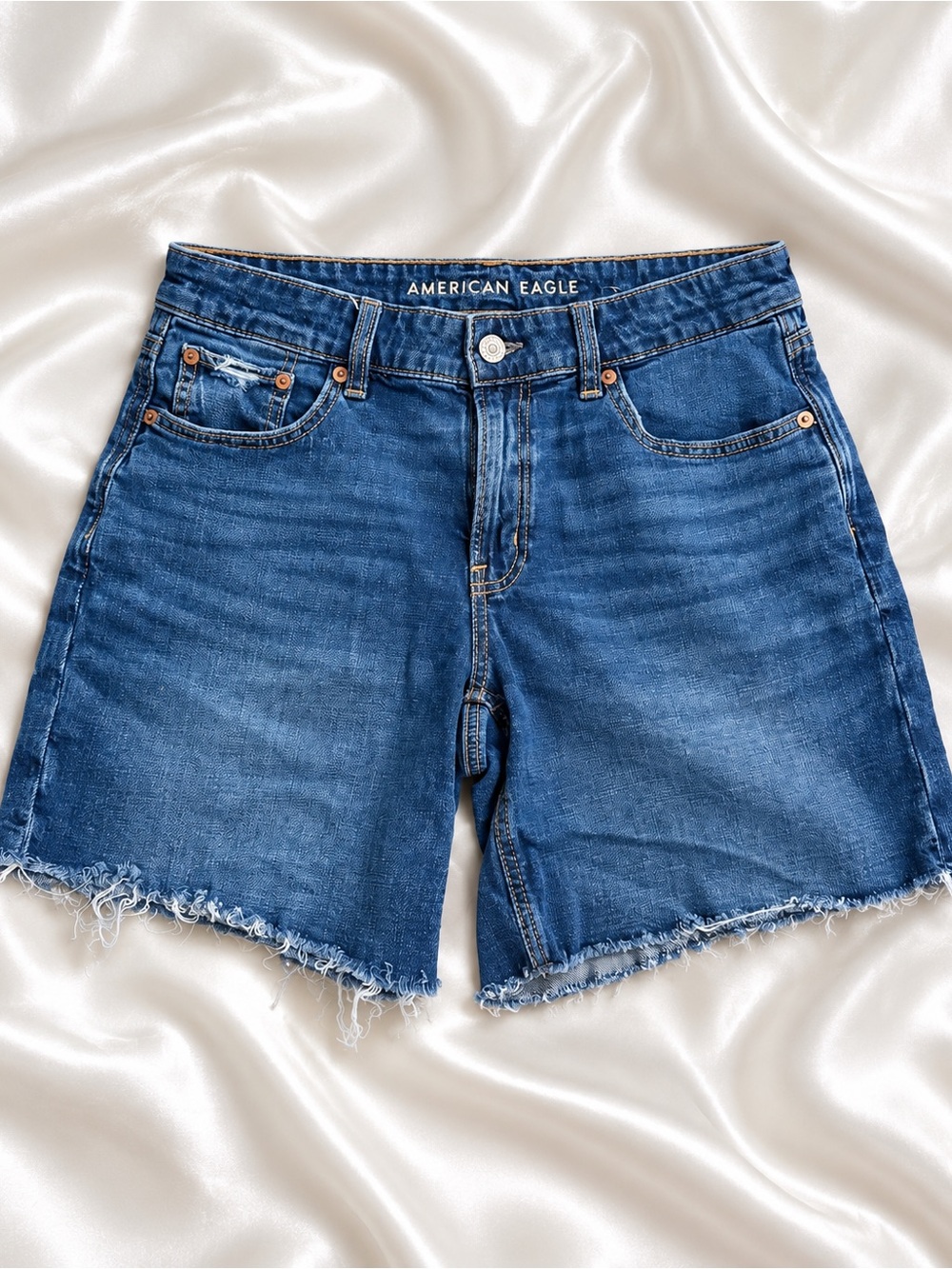 American Eagle Women’s Size 4 Blue Denim Cutoff Shorts Raw Hem
